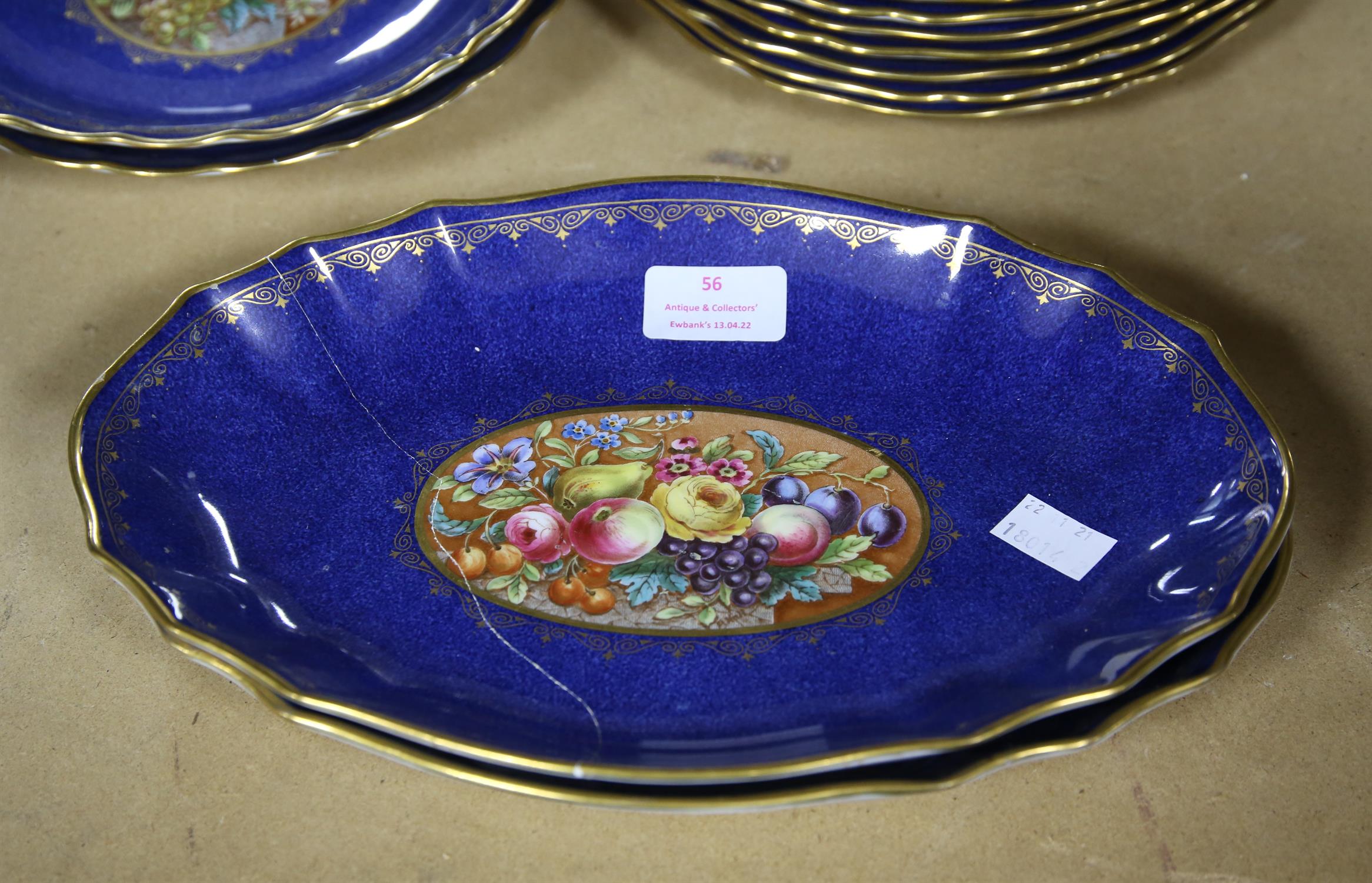 Ten Copeland Spode side plates, two oval dishes, and two round dishes, all with floral and fruit - Image 2 of 2