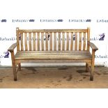 Teak garden bench, with rail back and seat, 150 cm wide