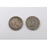 Two coins, 1844 crown and 1820 crown