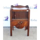 George III mahogany commode, with tambour front cupboard, and drawer base, H76 W50 D45 cm