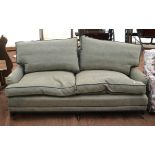 Howard & Son style three seat sofa, by Whitehead (Grosvenor), in green blue upholstery,