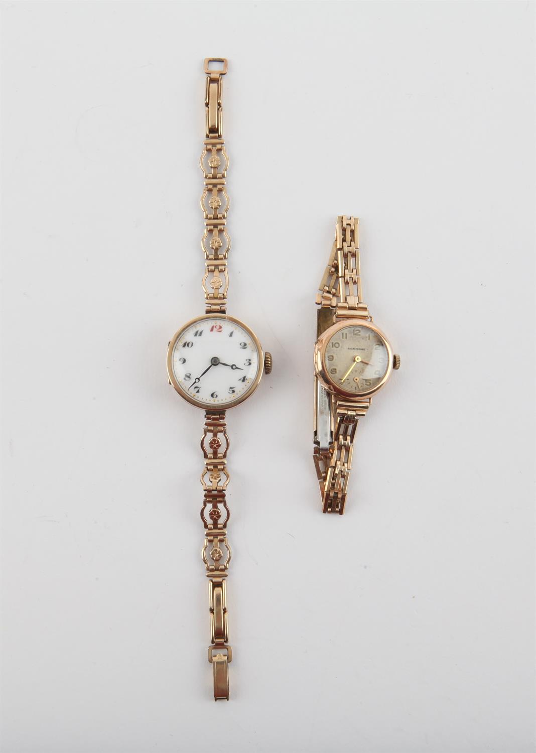 Two gold cased watches, including, a Ancre 15 Rubis ladies watch, with seconds subsidiary dial, - Image 4 of 4