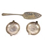 Pair of American hammered silver tapersticks, of circular form, stamped Sterling GHF, 9.