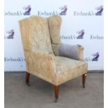 Late 19th/early 20th century walnut framed wingback armchair and another armchair, (2),