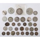 Selection of pre 1920 silver coins including gothic florin over 100 grams