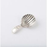 George III shell bowl silver caddy spoon, London 1787