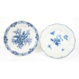 Worcester blue and white plate, with printed pine cone design, crescent mark, 23 cm diameter,