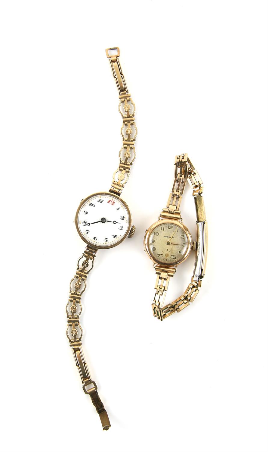 Two gold cased watches, including, a Ancre 15 Rubis ladies watch, with seconds subsidiary dial,