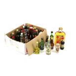 Collection of mixed alcoholic bottled miniatures (44) - spirits, liquors, sodas, mostly in 5ml
