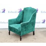 Late 19th early 20th century green cloth tub chair