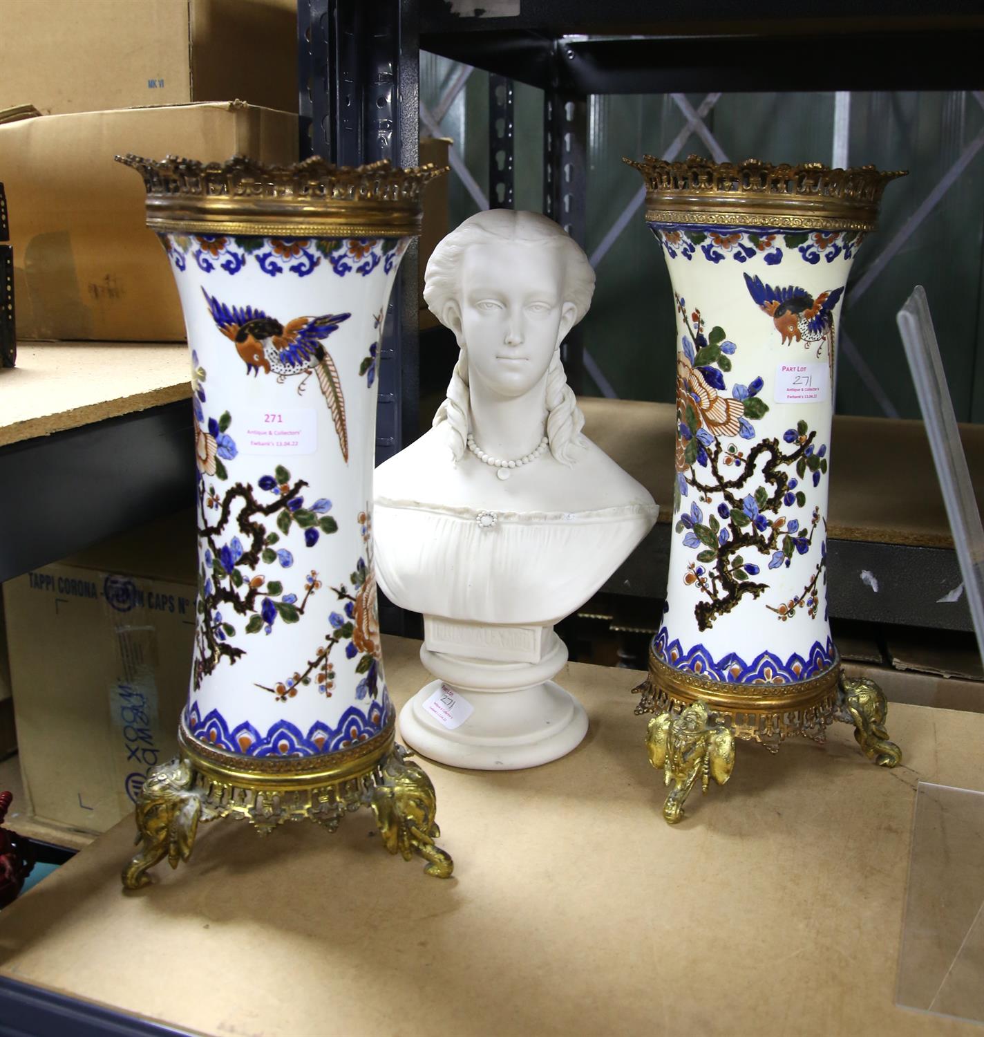 John Rose & Co., Coalport parian bust of Princess Alexandra, and a pair of continental porcelain