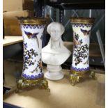John Rose & Co., Coalport parian bust of Princess Alexandra, and a pair of continental porcelain
