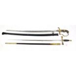 Imperial German 1890 pattern officers dress sword with 74cm etched blade, black painted scabbard,