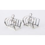 Pair of Art Deco silver four division toast racks, by Deakin & Francis Ltd, Birmingham 1938, 4.