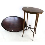 Early 20th century painted mahogany occasional table, the oval top decorated with instruments and