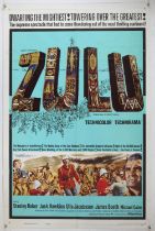 Zulu (1964) US One Sheet film poster, starring Stanley Baker & Jack Hawkins, folded, 27 x 41 inches.