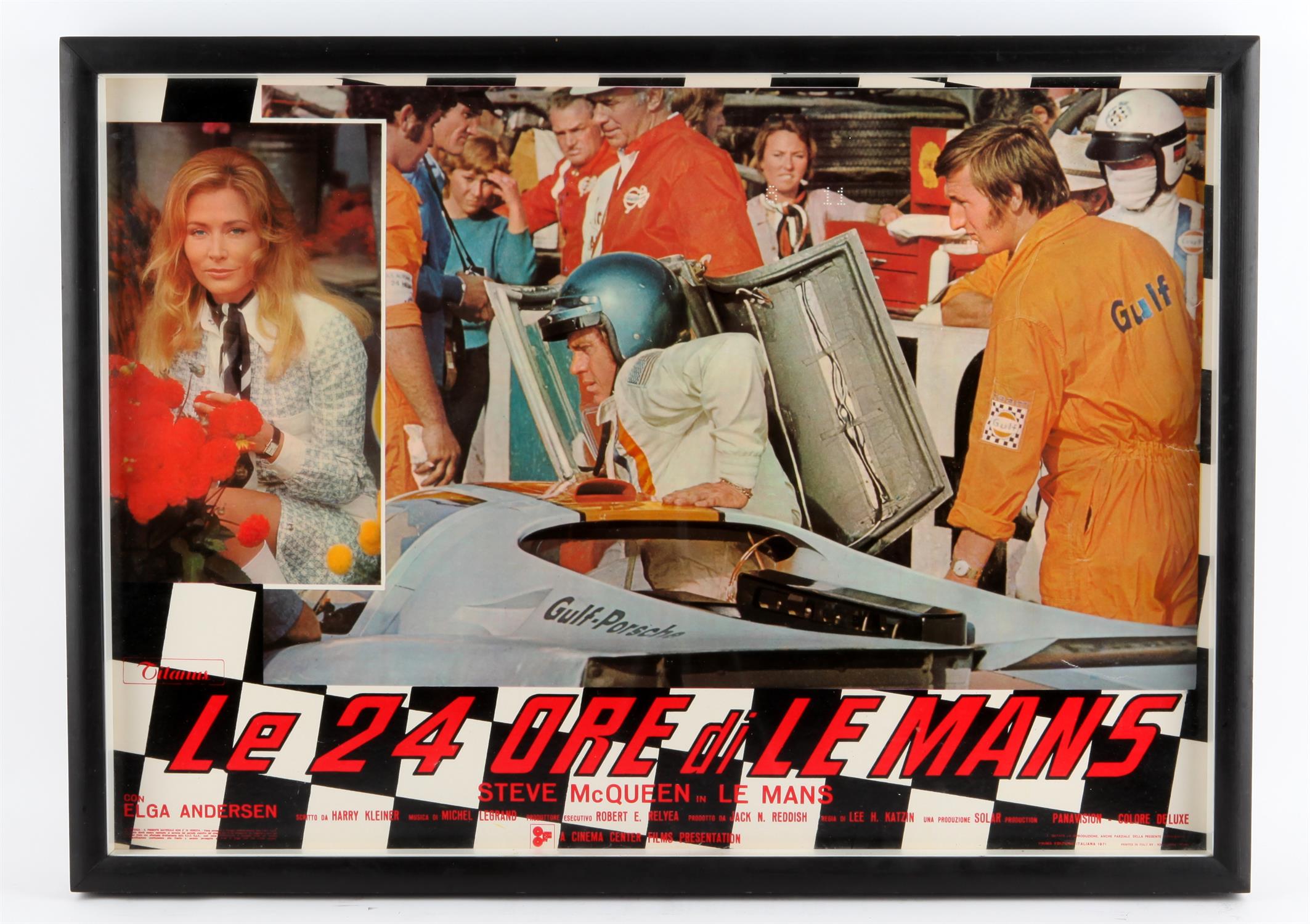 Le Mans (1971) Italian photobusta film poster, starring Steve McQueen, framed and glazed,