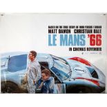 Le Mans 66 (2019) British quad film poster, Matt Damon and Christian Bale star in this drama about