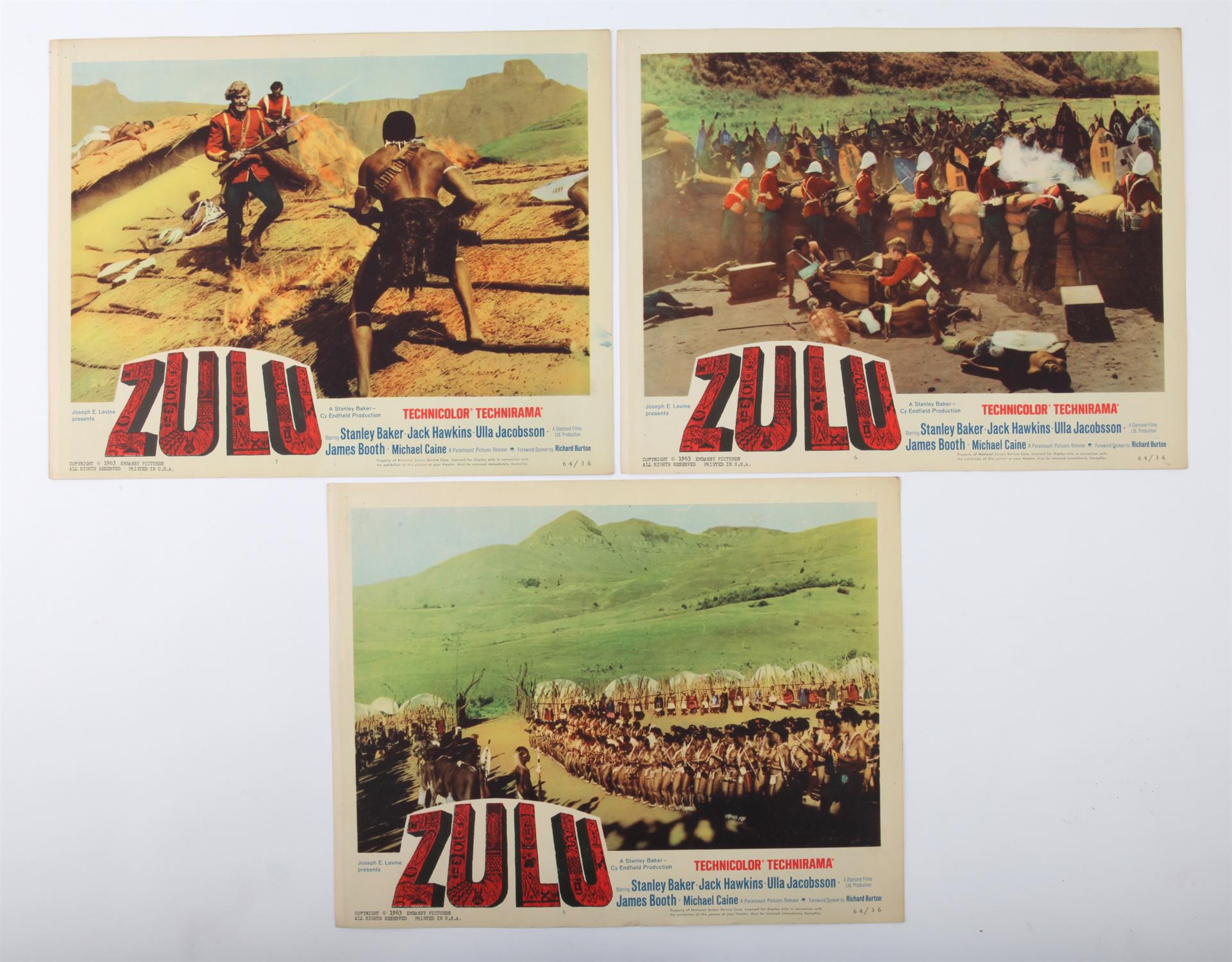 Zulu (1964) US Half Sheet, starring Michael Caine, folded, 22 x 28 inches and a set of 8 US Lobby - Image 2 of 5