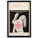 La Dolce Vita (1961) US first release Window Card, directed by Federico Fellini and starring Anita