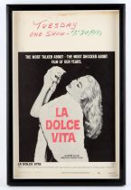 La Dolce Vita (1961) US first release Window Card, directed by Federico Fellini and starring Anita