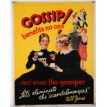 'Gossip benefits no one!' - Original Vintage information poster by Bill Jones, Printed in England,