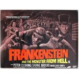 Frankenstein and the Monster from Hell (1973) British Quad film poster, Hammer Horror, tri-folded,