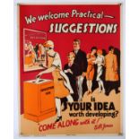 'We Welcome Practical - Suggestions' - Original Vintage information poster by Bill Jones,