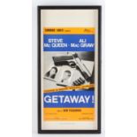 The Getaway (1972) Italian Locadina film poster, starring Steve McQueen, framed and glazed,