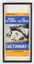 The Getaway (1972) Italian Locadina film poster, starring Steve McQueen, framed and glazed,