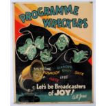 'Programme Wreckers' - Original Vintage information poster by Bill Jones, Printed in England,