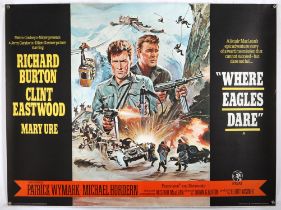 Where Eagles Dare (1969) British Quad film poster, War starring Clint Eastwood & Richard Burton,