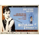 Breakfast at Tiffany's (R-2001) BFI British Quad film poster, starring Audrey Hepburn and George