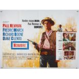 Hombre (1967) British Quad film poster for this western starring Paul Newman, artwork by Tom