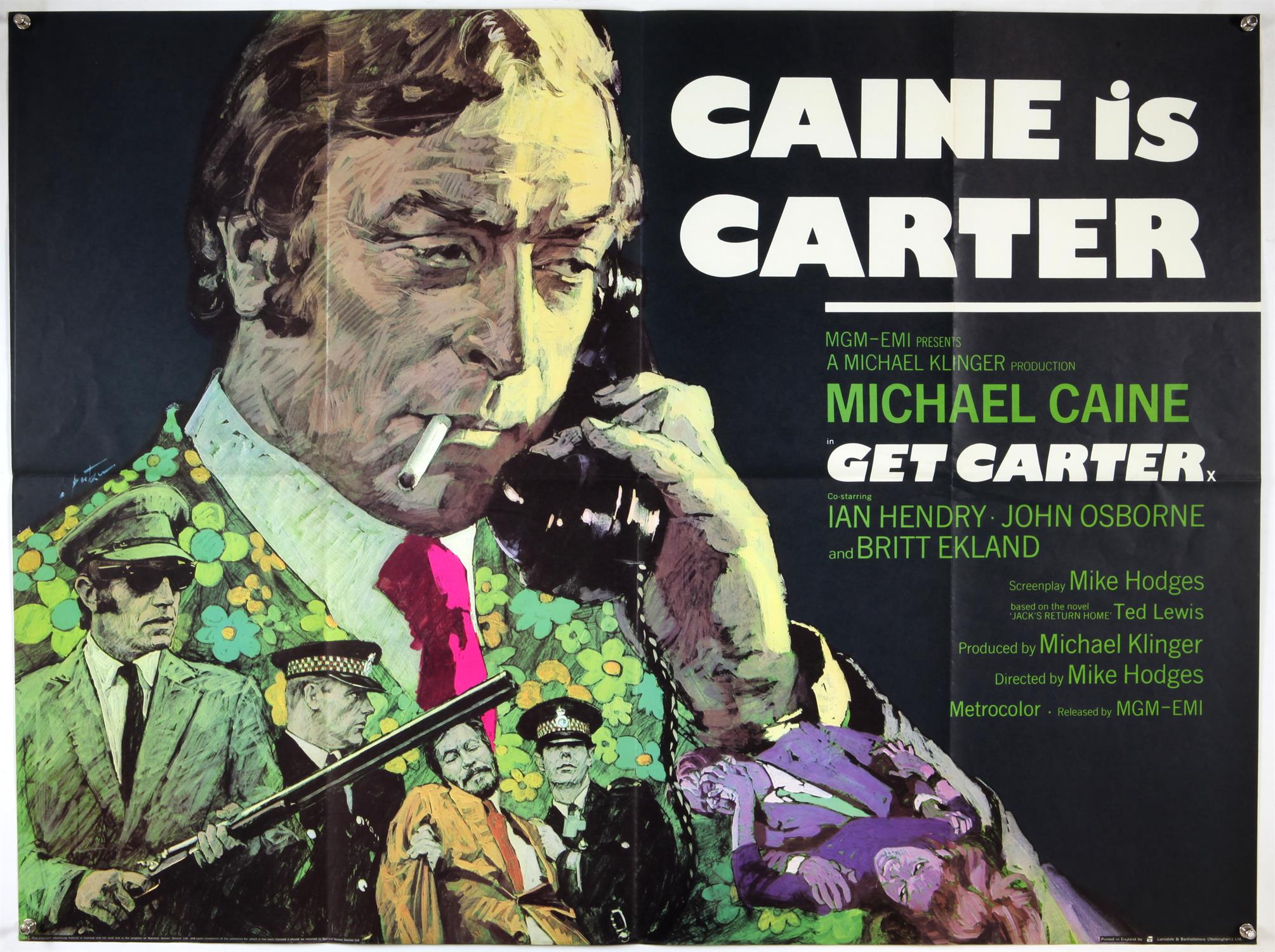 Get Carter (1971) British Quad film poster, starring Michael Caine as Jack Carter,