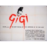 Gigi (1958) British Quad film poster, starring Leslie Caron, folded, 30 x 40 inches.