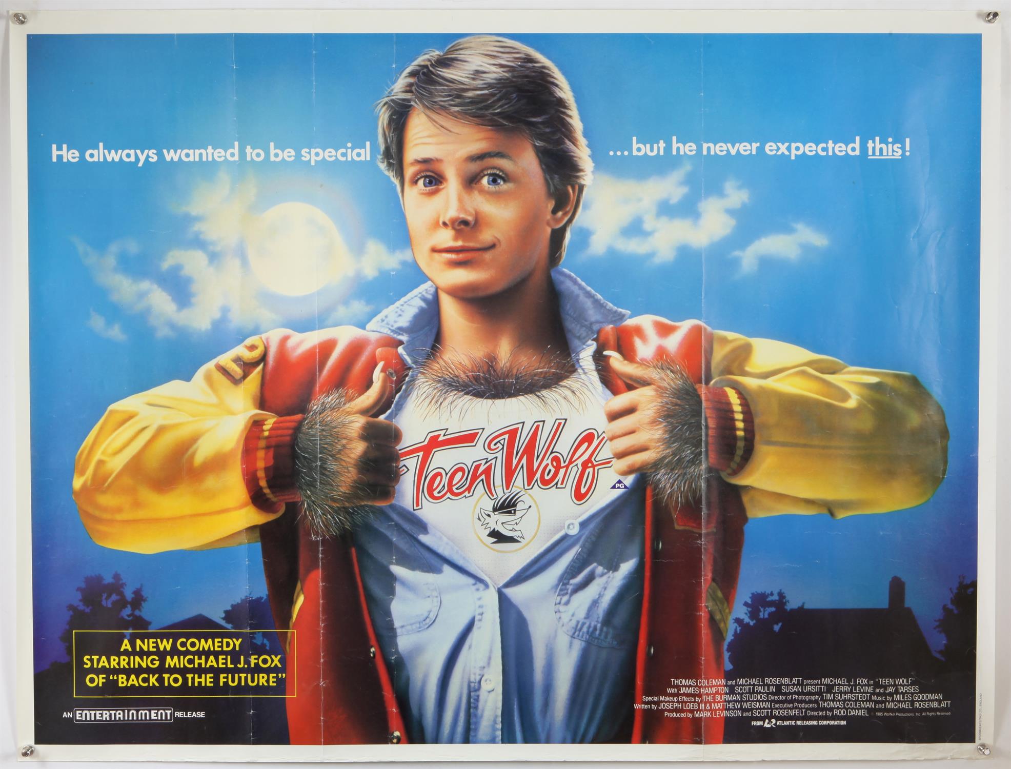 Teen Wolf (1985) British Quad film poster, starring Michael J. Fox, folded, 30 x 40 inches.