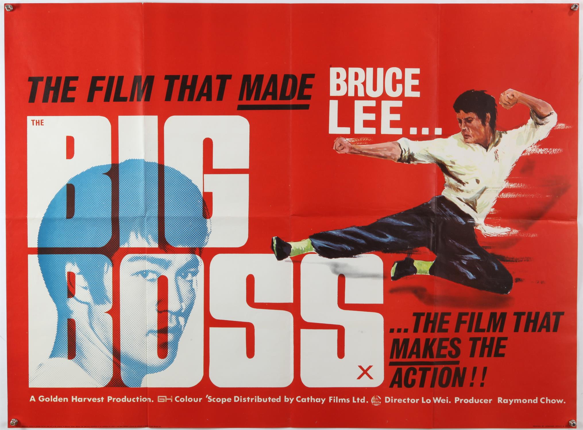 Bruce Lee The Big Boss (1971) British Quad film poster for this early Bruce Lee film,