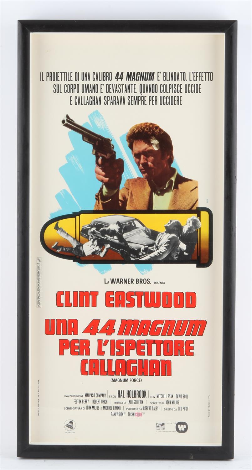 Magnum Force (1973) Italian Locadina film poster, starring Clint Eastwood, framed and glazed,