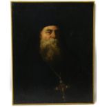 Twentieth-century European School, portrait of a Russian Orthodox priest. Oil on canvas.