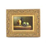 L. Roth, still life with grapes and apples. Oil on canvas. Signed lower left. Framed. Image size 12.