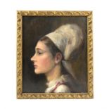 Twentieth-century British School, portrait of a young woman. Oil on canvas. Framed. Image size 34.