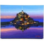 Gha Young Lee (contemporary), three modern oil on canvas paintings, including Mont St. Michel,