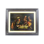 Janos Membling (Hungarian, b. 1927), Renaissance dinner scene. Oil on panel. Signed 'Membling'