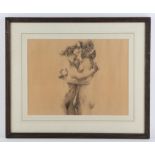 Alberto Vasquez Navarrete (Mexican, b. 1950), study of nude couple embracing (1972). Pencil drawing.