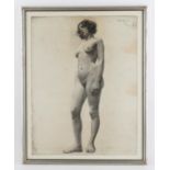 Albert Hindle 1888-1950, life sketch of a nude, pencil on paper, signed and dated Paris 1913,