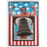 Vince Jefferds, (American 1916-1992) " Nixon's Dong", acrylic on canvas, signed with initials,