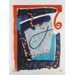 Gill Hewitt (twentieth century), abstract composition with fish symbol and snakes (1985),
