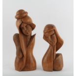 Two carved wooden female figures, the tallest 40.5cm (2). From the Trevor Baxter collection of