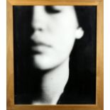 Unknown reproduction photographic print, depicting a woman's face and neck. 46 x 38cm. Framed.